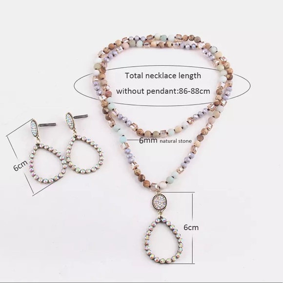 NEW Western iridescent Pendant Necklace & Earrings - Picture 2 of 4